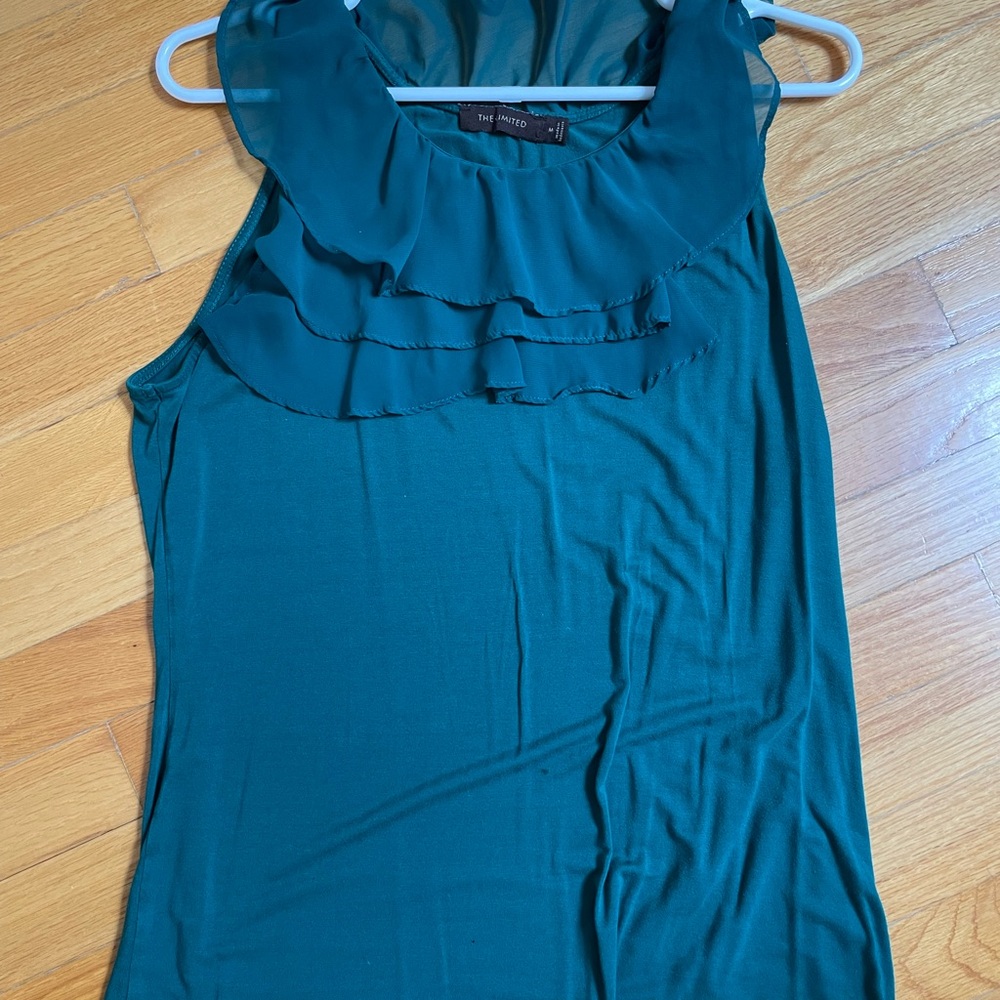 The Limited Emerald Ruffle Sleeveless Blouse